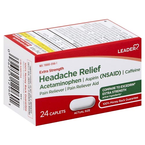 Image for Leader Headache Relief, Extra Strength, Caplets,24ea from J.M.C. PHARMACY  FARMACIA LATINA