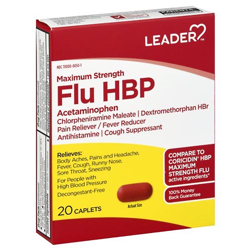 Image for Leader Flu HBP, Maximum Strength, Caplets,20ea from J.M.C. PHARMACY  FARMACIA LATINA