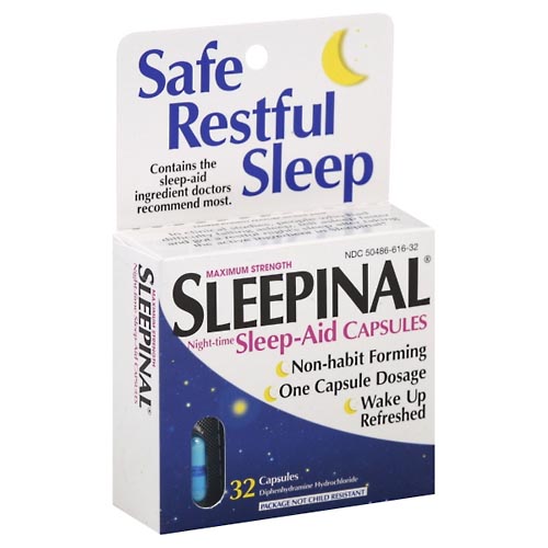 Image for Sleepinal Sleep-Aid, Night-Time, Maximum Strength, Capsules,32ea from J.M.C. PHARMACY  FARMACIA LATINA