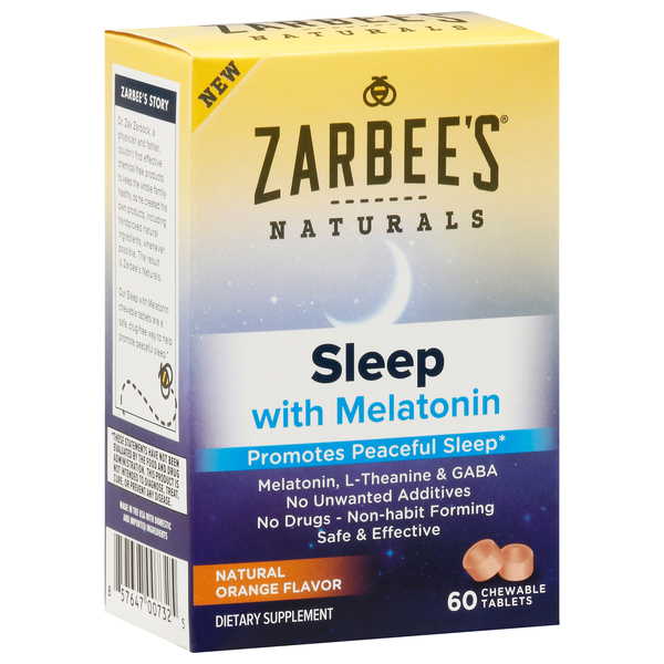 Image for Zarbee's Naturals Sleep with Melatonin, Chewable Tablets, Natural Orange Flavor, 60ea from J.M.C. PHARMACY  FARMACIA LATINA